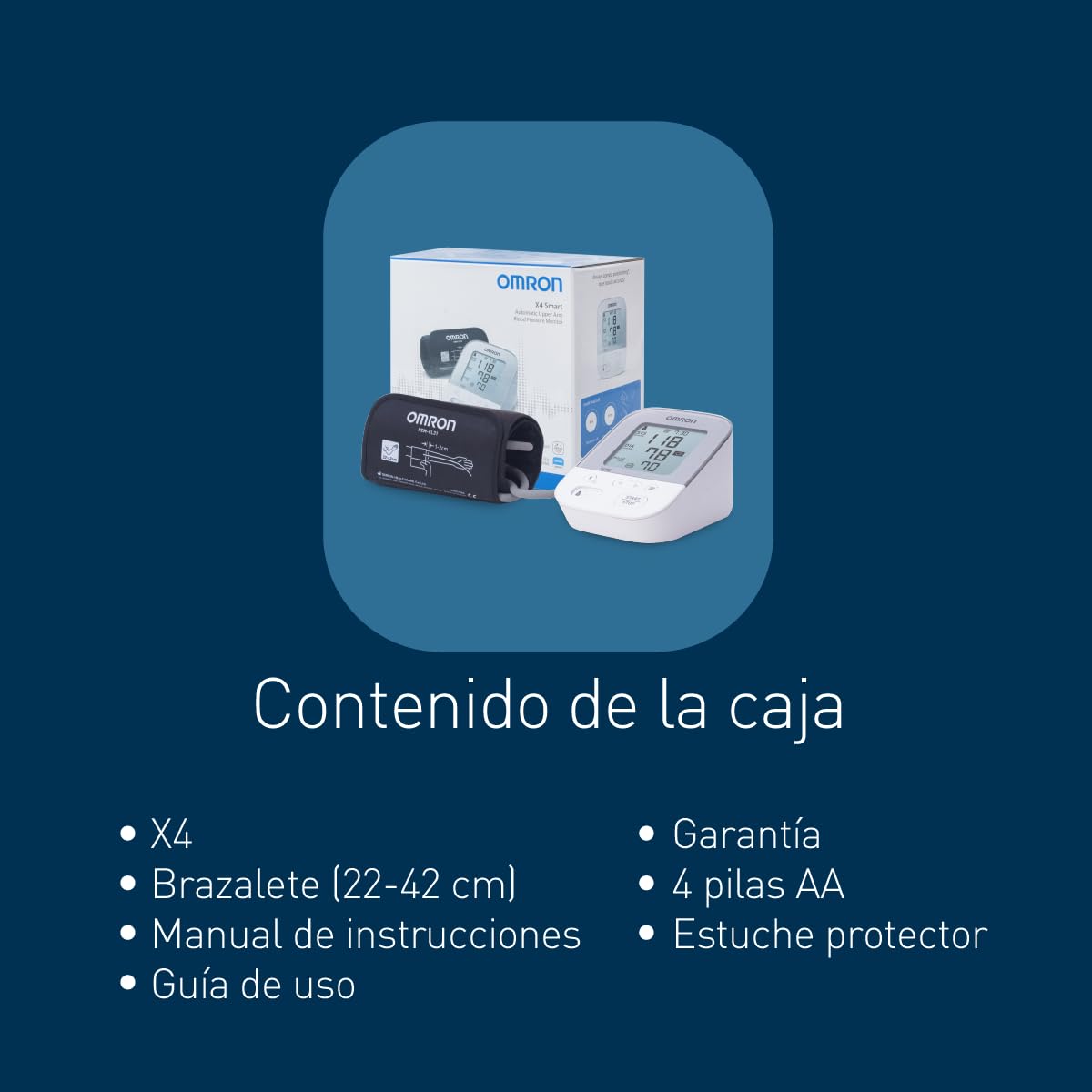 OMRON Baumanómetro automático de brazo X4 Smart con Bluetooth y 60 memorias para 2 usuarios