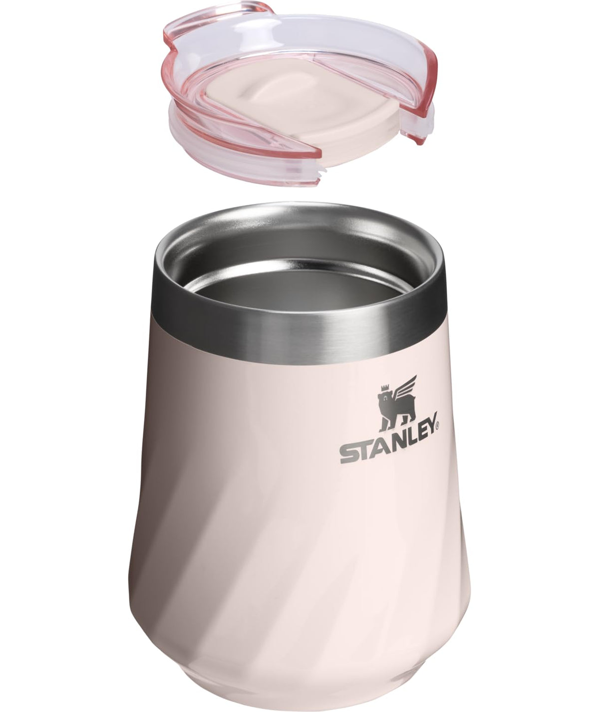 Stanley The Reserve - Vaso de vino texturizado | 11 onzas | Tapa a prueba de salpicaduras, bebidas frías y taza de cóctel, copa de vino de acero inoxidable aislada | cuarzo rosa brillante