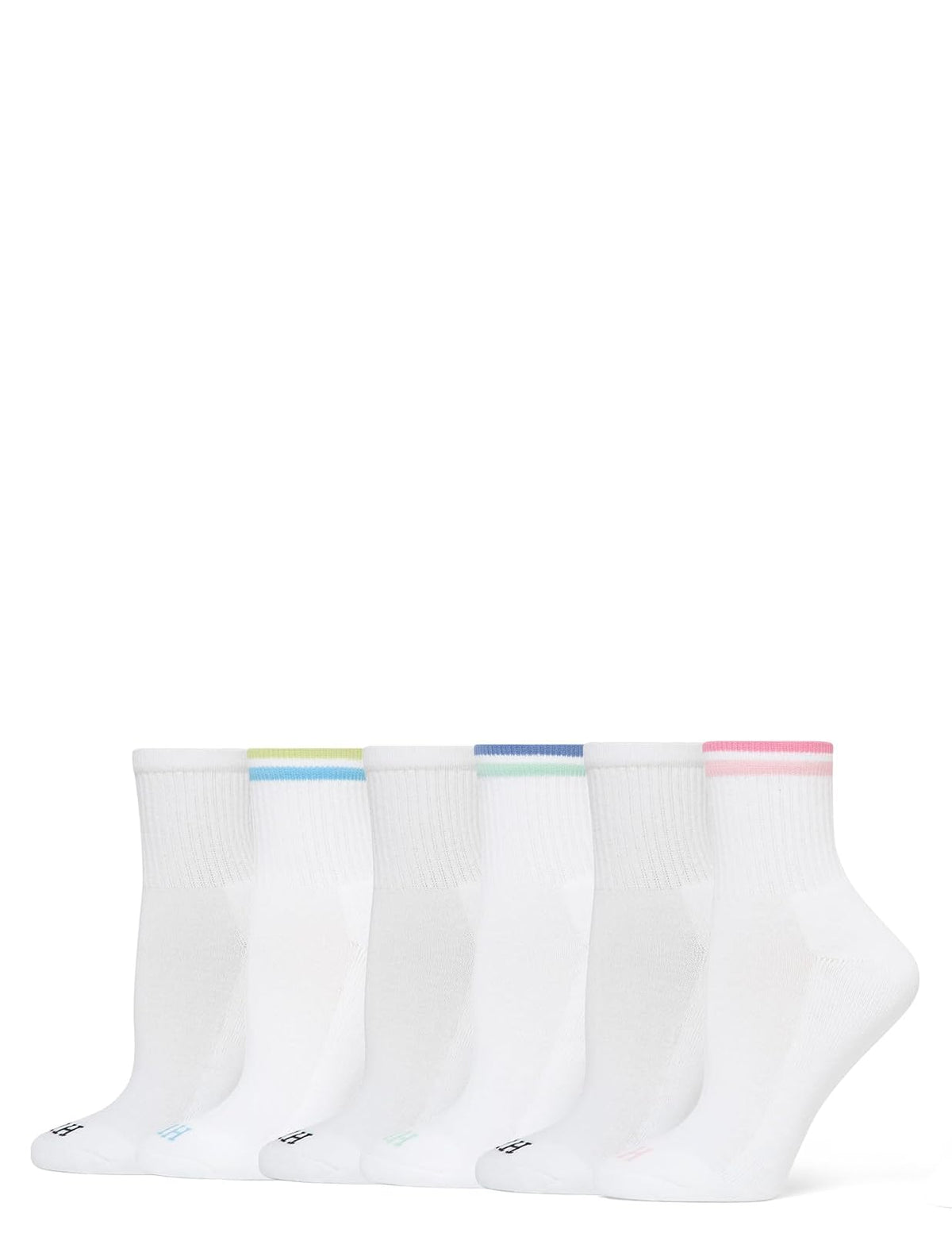 Hue Women's Mini Crew Sock 6-Pack, Black, One Size