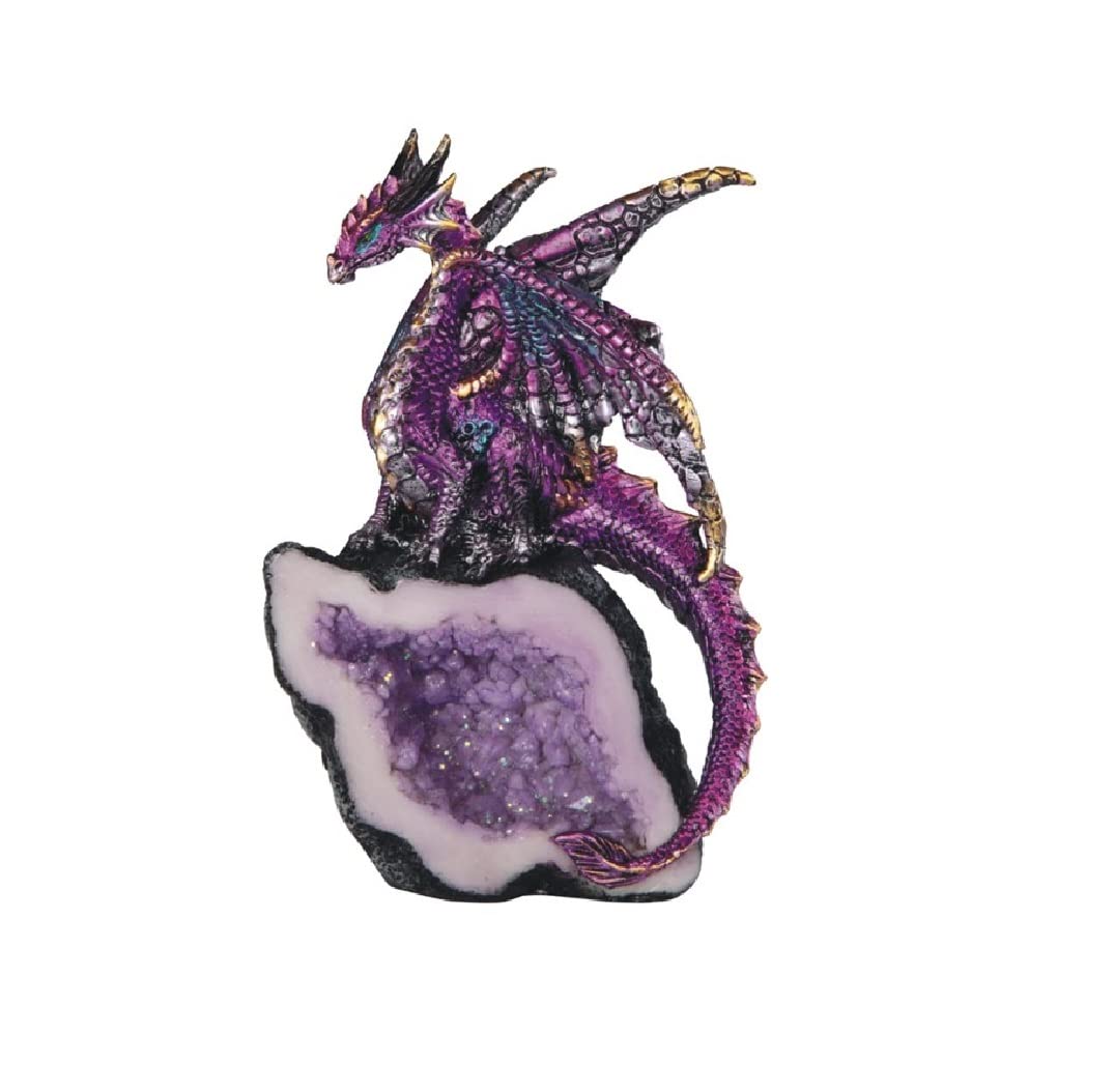 ICE ARMOR Figura Decorativa de fantasía de dragón Morado de 5.5 Pulgadas de Alto