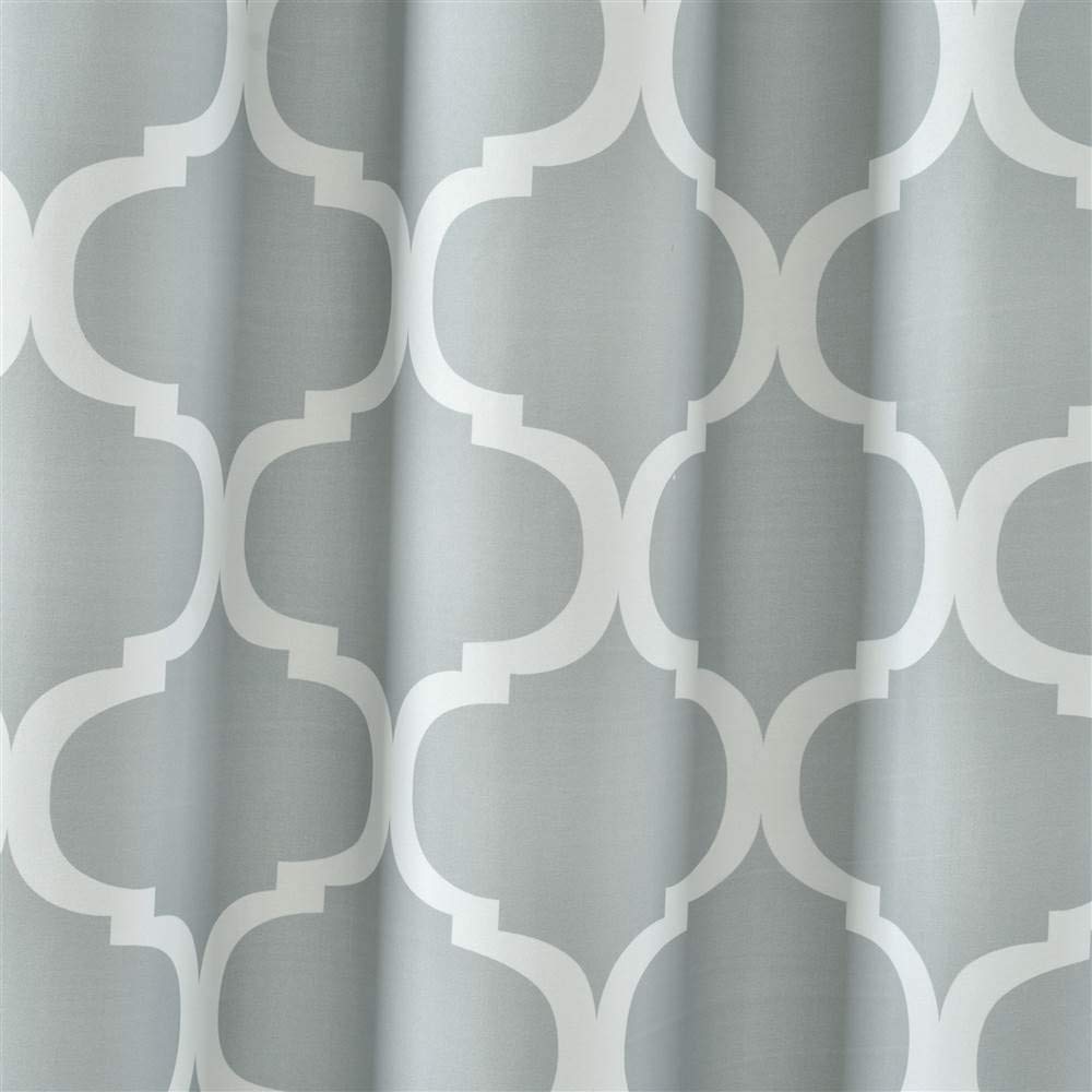 Lush Decor - Cortina de Ducha de baño Lavable y Duradera, 72 x 72 Pulgadas con Estampado de Enrejado en Tela Suave, Gris Claro