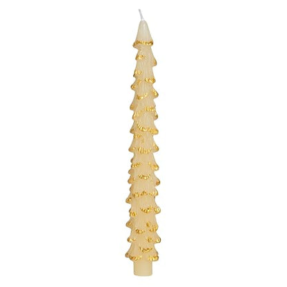 Creative Co-Op - Velas cónicas en forma de árbol con punta dorada, color ponche de huevo, juego de 2