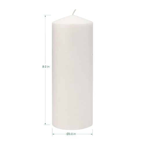 Stonebriar - Velas altas blancas sin perfume, pilares de vela de 80 horas, perfectas para decoración, bodas, emergencias, 3 x 8 pulgadas, 6 unidades