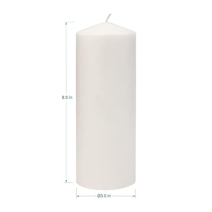 Stonebriar - Velas altas blancas sin perfume, pilares de vela de 80 horas, perfectas para decoración, bodas, emergencias, 3 x 8 pulgadas, 6 unidades