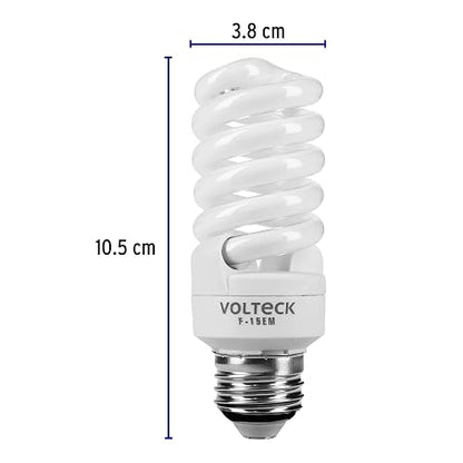 Volteck F-15EMX4, Lámpara 15 W, espiral mini, luz día, T2, en blíster 4 piezas