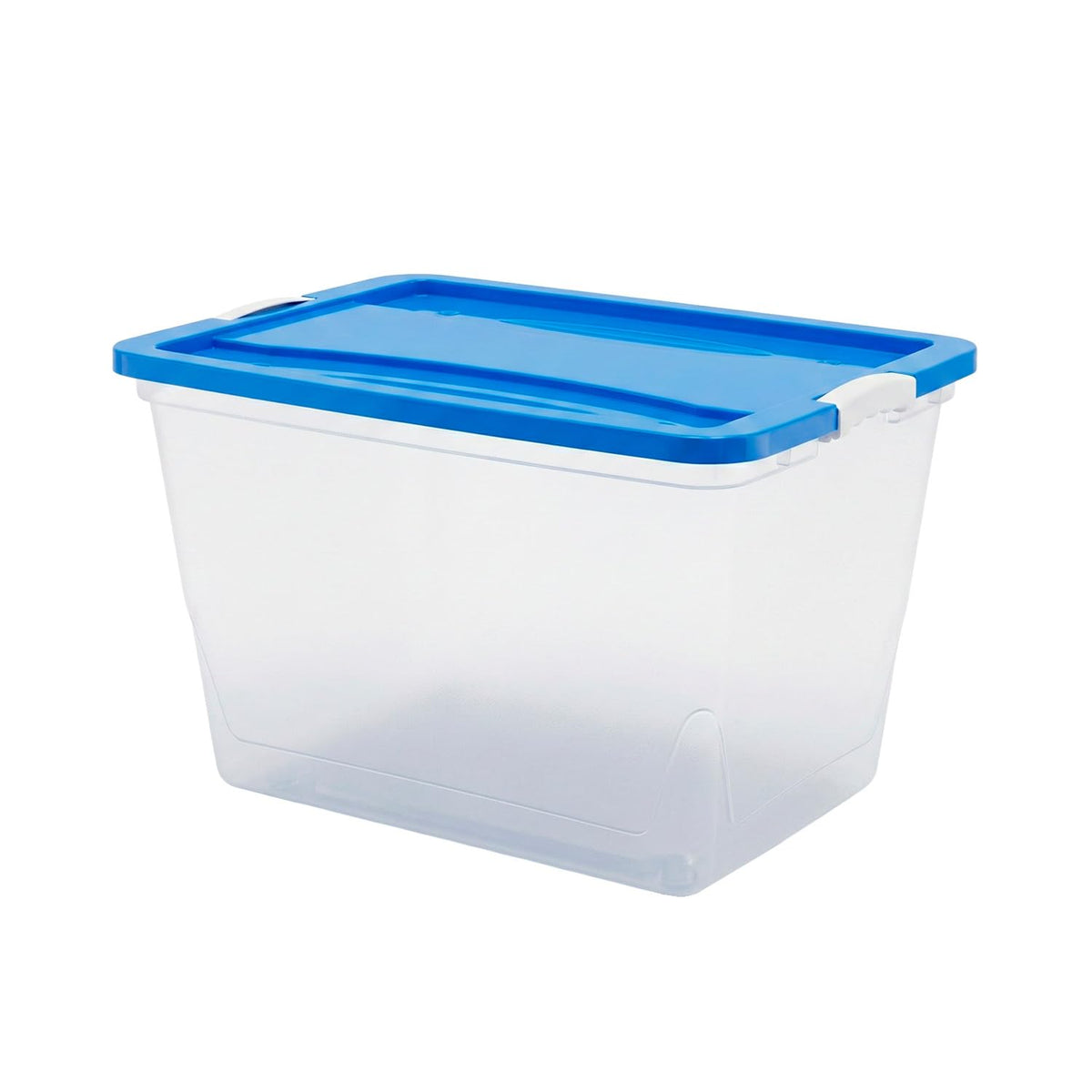 Caja de Almacenamiento 65 L Transparente con Tapa Azul y Broches