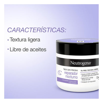Crema Hidratante Facial Reparador Nocturno Neutrogena Face Care Intensive Colageno 100g + Hidratante Facial Hydro Boost Water gel 50 g