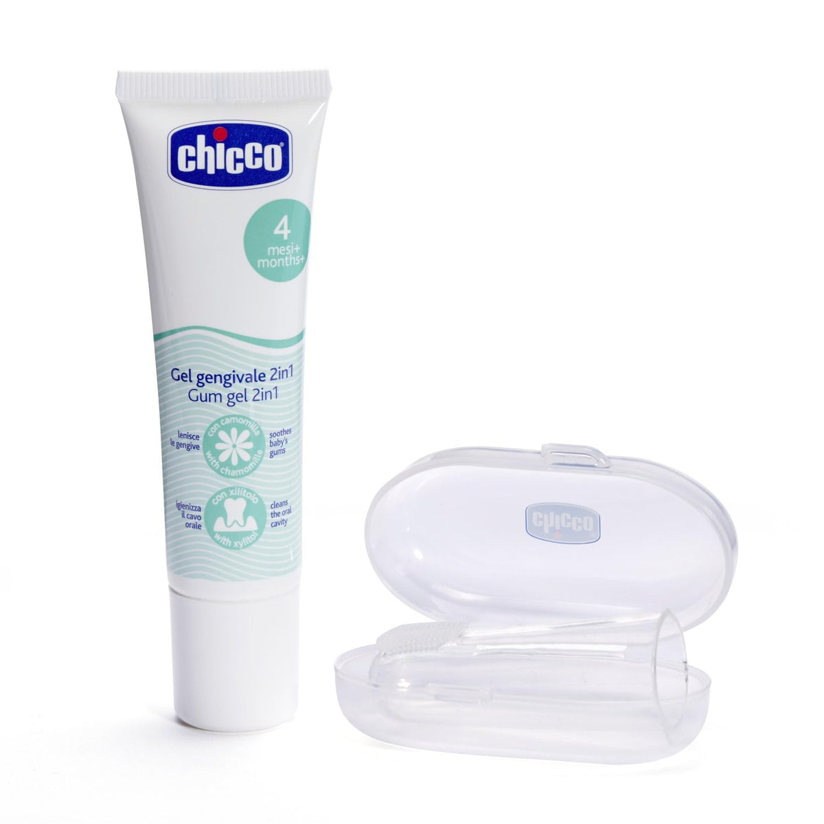 chicco set de Cuidado Dental Primeros Meses con dedal y pasta dental para bebés, 1.0 Unidad