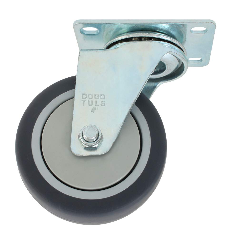 Dogotuls ZF5090 Rodaja de Hule Termoplástico TPR Giratoria con Placa, color Gris, 4"
