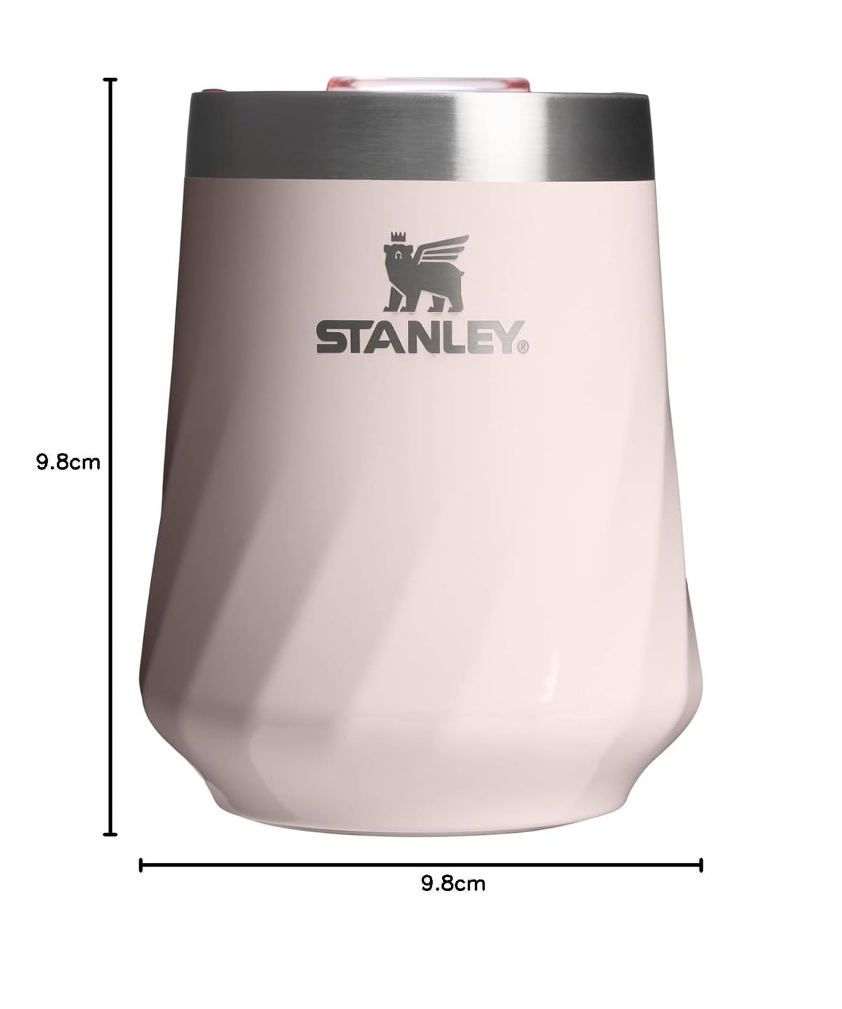 Stanley The Reserve - Vaso de vino texturizado | 11 onzas | Tapa a prueba de salpicaduras, bebidas frías y taza de cóctel, copa de vino de acero inoxidable aislada | cuarzo rosa brillante