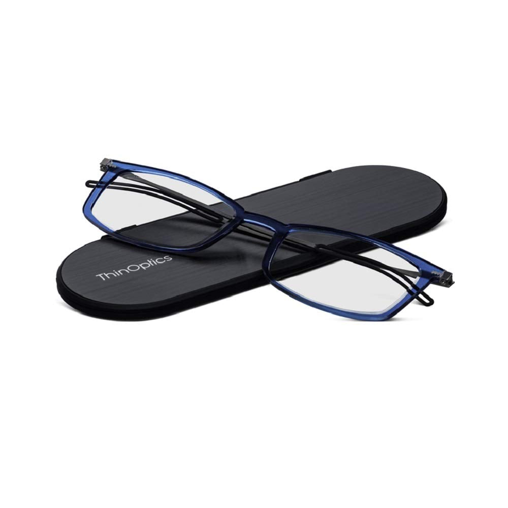 ThinOptics Lentes de Lectura Rectangulares Frontpage - Estuche normal - rectángulo azul - 44.45 Milímetros - 1.5 x