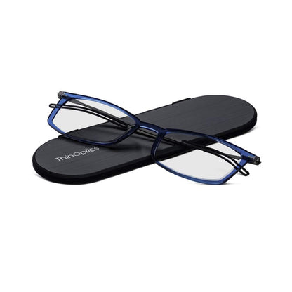 ThinOptics Lentes de Lectura Rectangulares Frontpage - Estuche normal - rectángulo azul - 44.45 Milímetros - 1.5 x