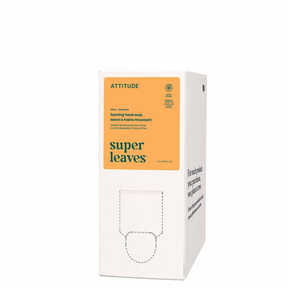 ATTITUDE Recambio a granel para dispensador de jabón de manos espumoso, verificado por EWG, ingredientes a base de plantas y minerales, productos de cuidado personal veganos y libres de crueldad, hoj