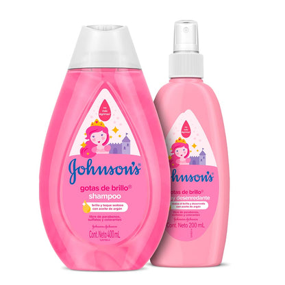 Kit Rutina de Baño Johnson´s Baby Gotas de Brillo (Shampoo 400 ml + Spray Desenredante 200 ml)