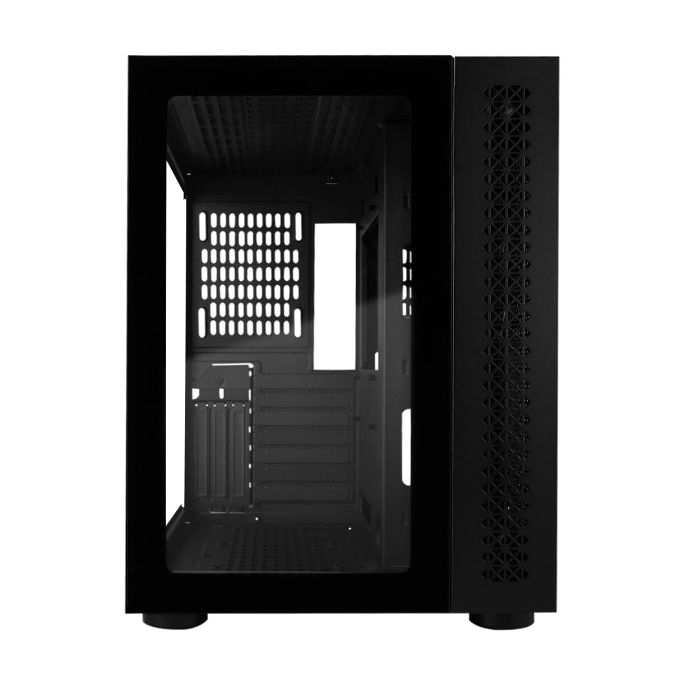 GAME FACTOR Gabinete Gamer Micro ATX Csg700 hasta 10 Ventiladores Vidrio Templado Filtro De Polvo Negro
