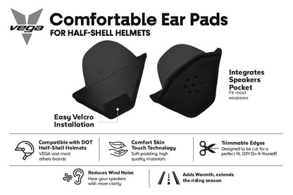 Vega Half Helmet Ear Pads (One-Size)