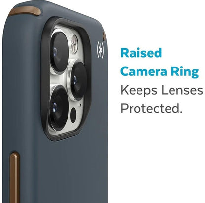 Speck Presidio2 Pro Funda Compatible con iPhone 14 Pro MAX, Protección Caídas 4m, Bisel Elevado, Protección Antimicrobiana - Carbón/Bronce