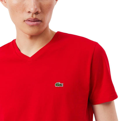Lacoste Mens Short Sleeve V-Neck Pima Cotton Jersey T-Shirt