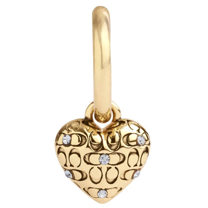 Coach Aretes de Corazón con Dije C en Latón