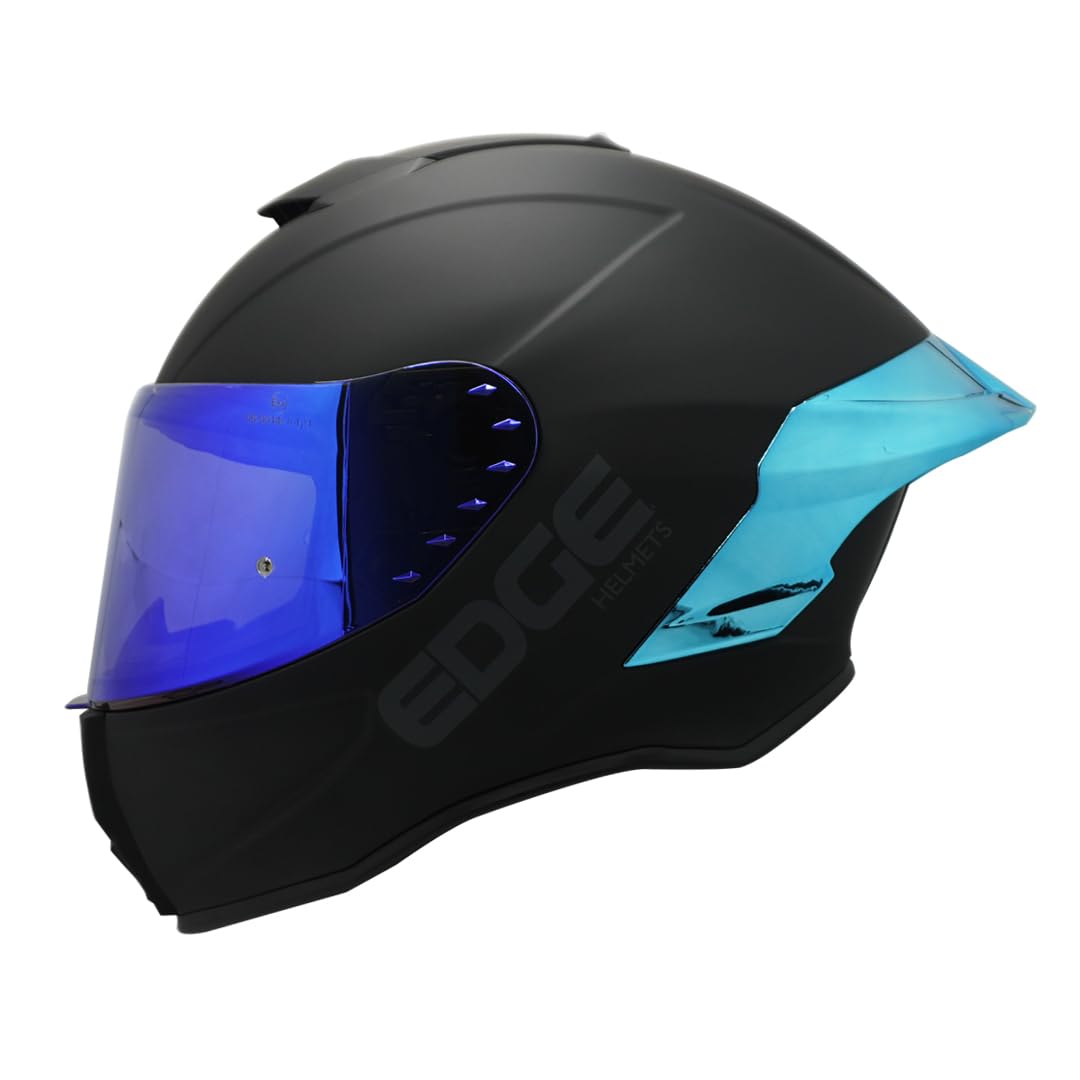 Edge Casco Integral para Moto con Visor Doble Antivaho, Certificado DOT - M - Electroplate Negro
