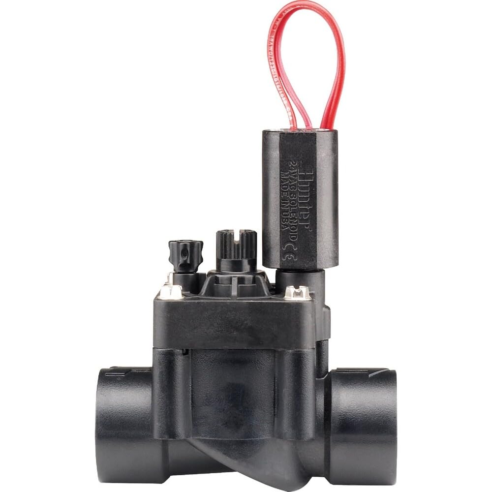 Hunter PGV Válvula de riego eléctrica de 1 pulgada, 24 V CA, control de flujo, rosca hembra, diafragma resistente, 150 PSI, válvula de riego en línea para césped, jardín o uso comercial