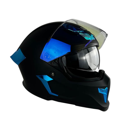 Casco Edge Integral Vortex Dot/ECE Negro Solido Mate Visor/Spoiler Azul XL