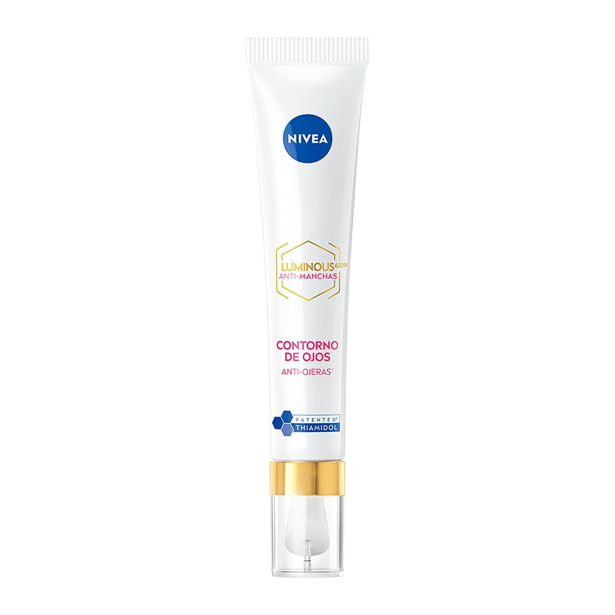 NIVEA Luminous630 Anti-Manchas Contorno de Ojos Anti-Ojeras (15 ml) - Enriquecido con Ácido Hialurónico y Cafeína para una Piel Luminosa sin Ojeras.