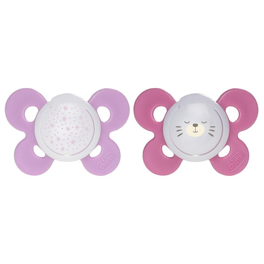Chicco PhysioForma Comfort, Chupón 16-36 Meses, 2 Piezas, Chupones con Tetina de Silicona, Ayuda a la Respiración Fisiológica, Favorece el Desarrollo Correcto de la Boca, Colores Surtidos, Rosa Claro