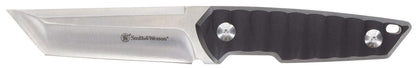 Smith & Wesson Cuchillo de Hoja Fija de Espiga Completa de 24/7 de 8.5 Pulgadas con Hoja Tanto de 4 Pulgadas y Mango G10 con Funda rígida para Exteriores, táctica, Supervivencia y EDC, Negro