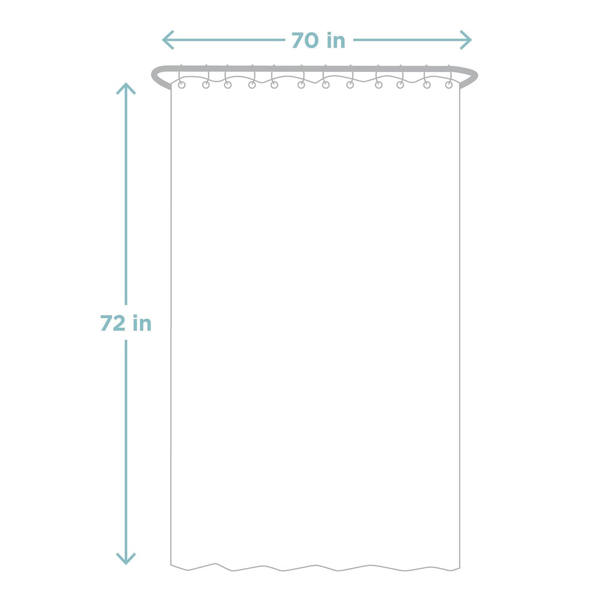 Zenna Home - Cortina de ducha de tela, repelente al agua, forro de tela de microfibra suave para duchas y bañeras, tela lavable con dobladillo pesado, 70 x 72 pulgadas, hueso