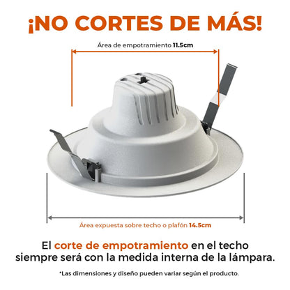 Tecnolite - Lámpara Empotrable de Techo Downlight LED 10 W, Luz Blanca Ajustable, Atenuable, Multivoltaje