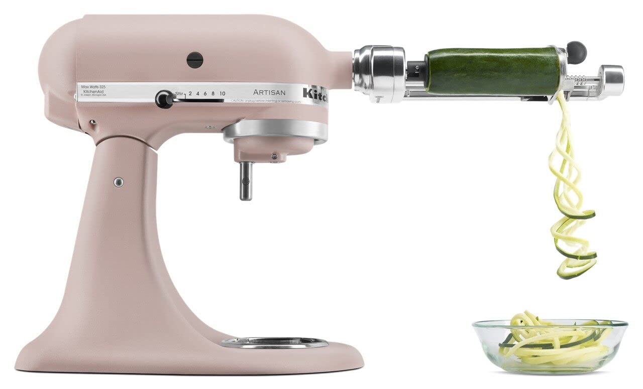 KitchenAid KSM150PSFT Artisan Series - Batidora de pie con protector de vertido, color rosa pluma