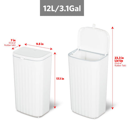 Glad Roomate Cubeta de Basura 12L | Blanco, Apertura Doble Tapa, Para Clóset de Cocina Bajo Baño Oficina