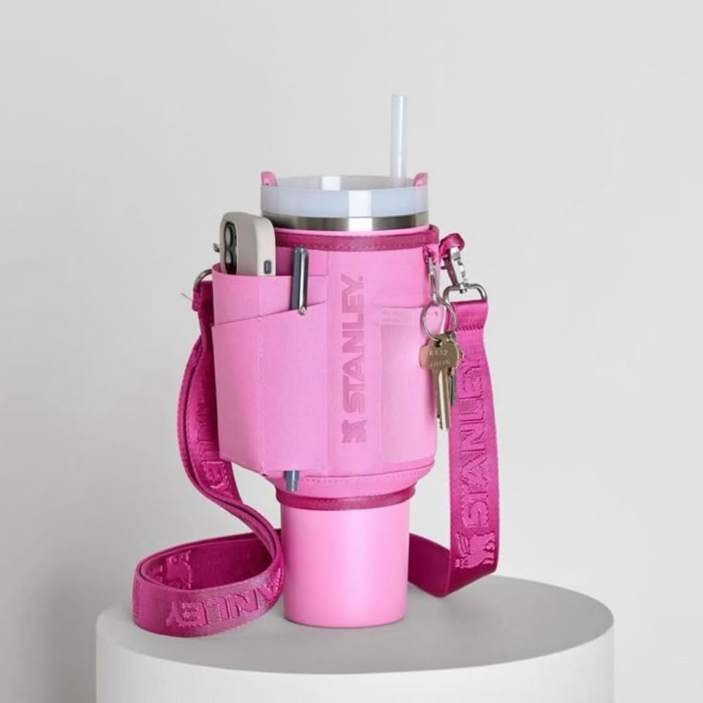 STANLEY The All Day Quencher Carry-All 1.1L | Rosa Peonía, 40 oz, poliéster reciclado, correa ajustable