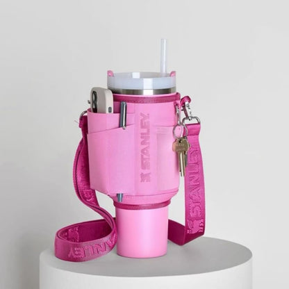 STANLEY The All Day Quencher Carry-All 1.1L | Rosa Peonía, 40 oz, poliéster reciclado, correa ajustable