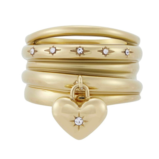 Fossil Anillo jf04834710 sadie all my love de acero inoxidable en tono dorado para dama, talla 8