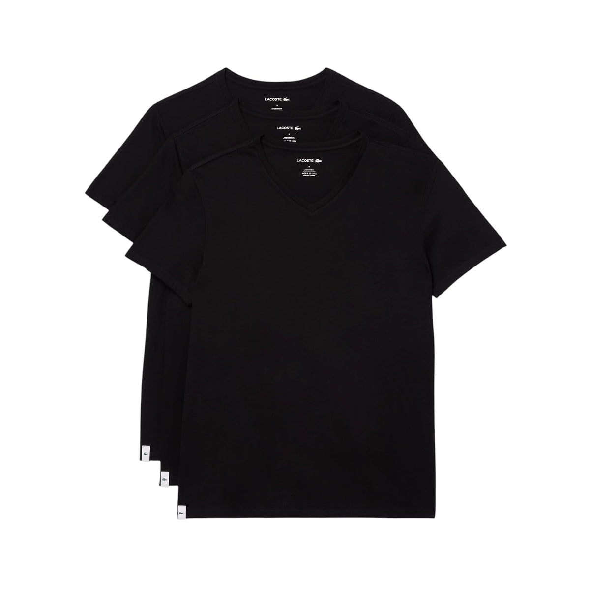 Lacoste Essentials Camisetas Cuello V para Hombre - Paquete de 3 - Negro - - M