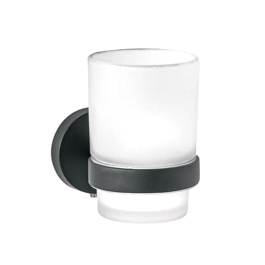Foset TBA-71M, Portavaso cepillero Acabado Negro con Vaso de Vidrio