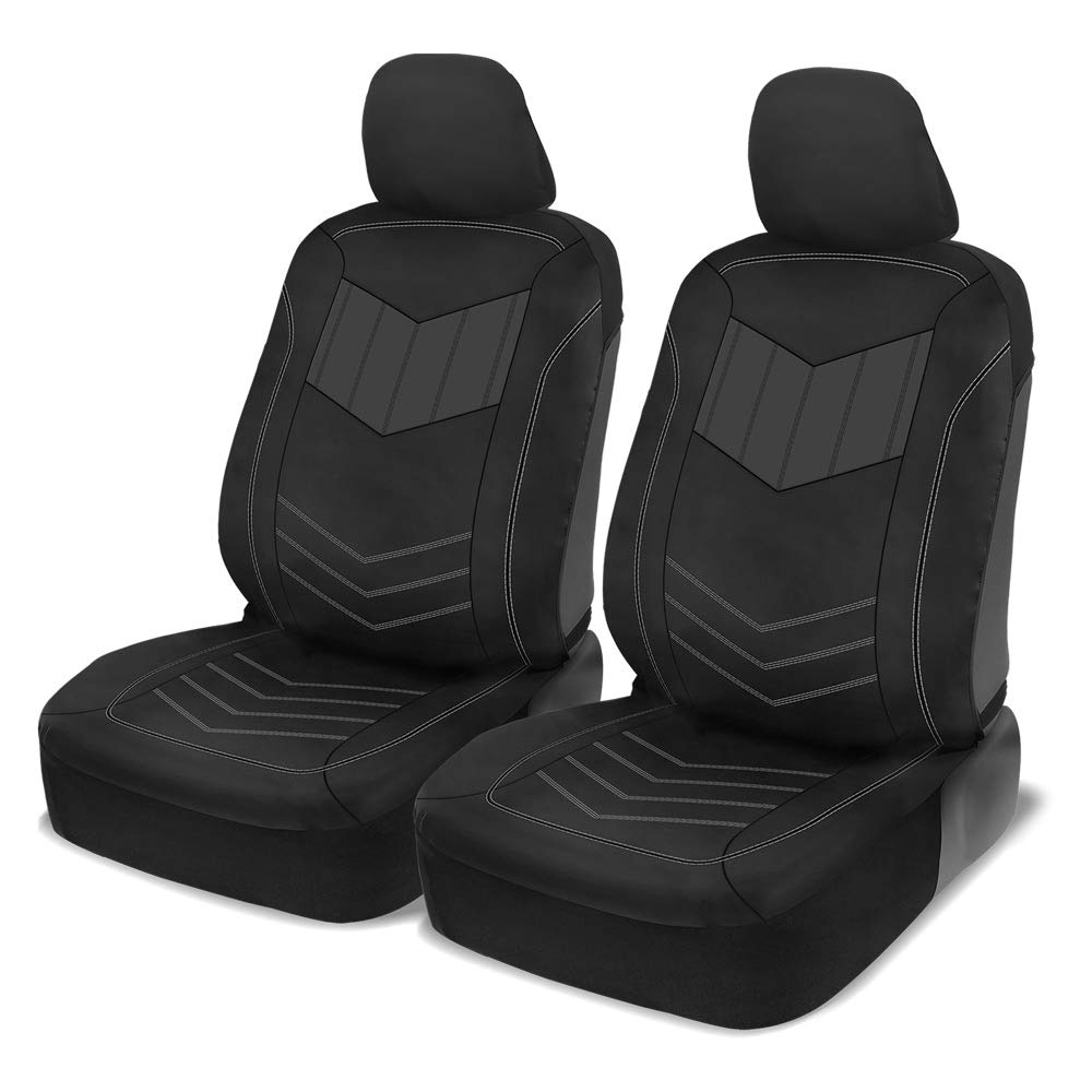 Motor Trend Super Sport - Fundas de Asiento de Piel sintética Gris para Asientos Delanteros, diseño Moderno de Dos Tonos, Protectores de Asiento fáciles de Instalar, Fundas Interiores para Automóvil,