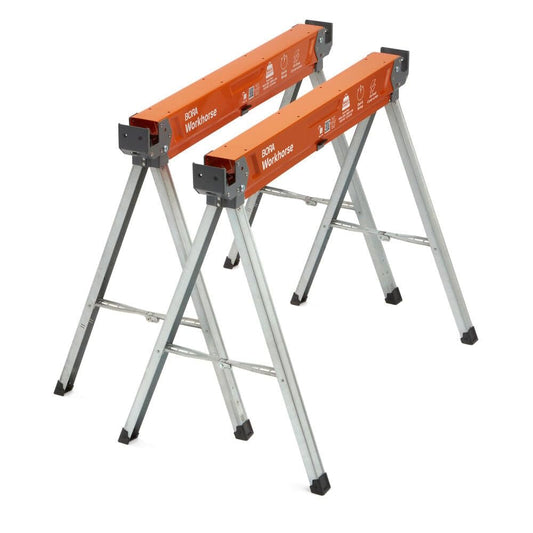 BORA PM-3350T - Juego de 2 patas plegables y resistentes, para sierra de metal con soporte de 2 x 4 pulgadas, abrebotellas integrado, para carpintería, carpinteros, contratistas