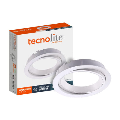 Tecnolite Lámpara Downlight Empotrable, Potencia Máx. 60 W, Base G53, Foco AR111 no incluido