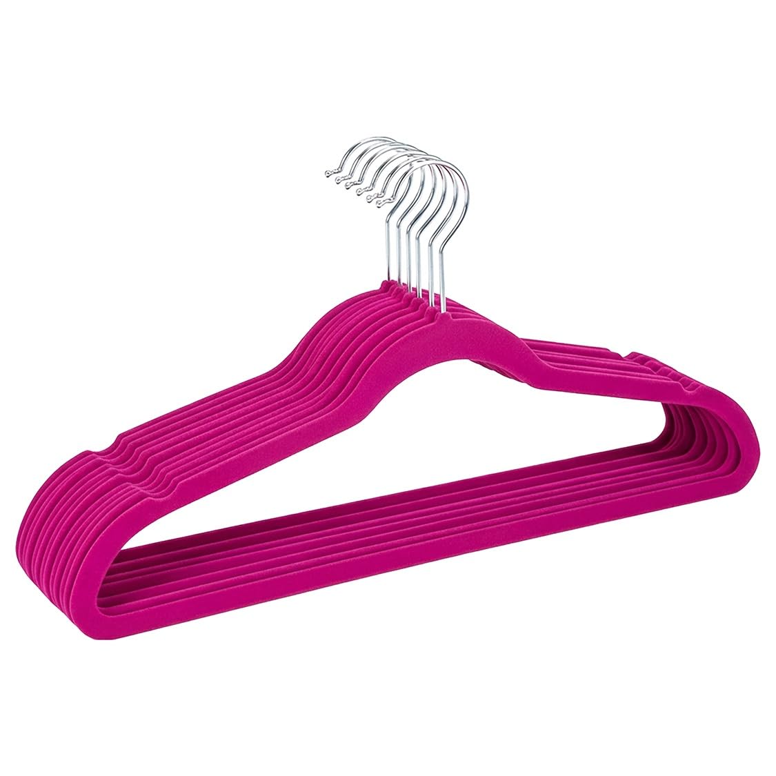 Simplify 10 Perchas de Terciopelo súper Delgadas, Color Fucsia - multicolor - fantasía (Fusc)