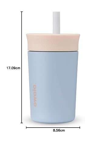 Owala - Vaso aislante de acero inoxidable para niños, con popote flexible resistente a derrames, fácil de limpiar, botella de agua para niños, ideal para viajes, apto para lavaplatos, 12 onzas, color
