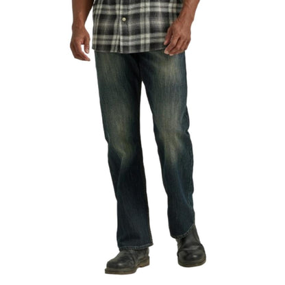 Wrangler Authentics Jean de Corte Holgado para Hombre - azul, negro (Blue - Black Stretch) - 30W x 30L