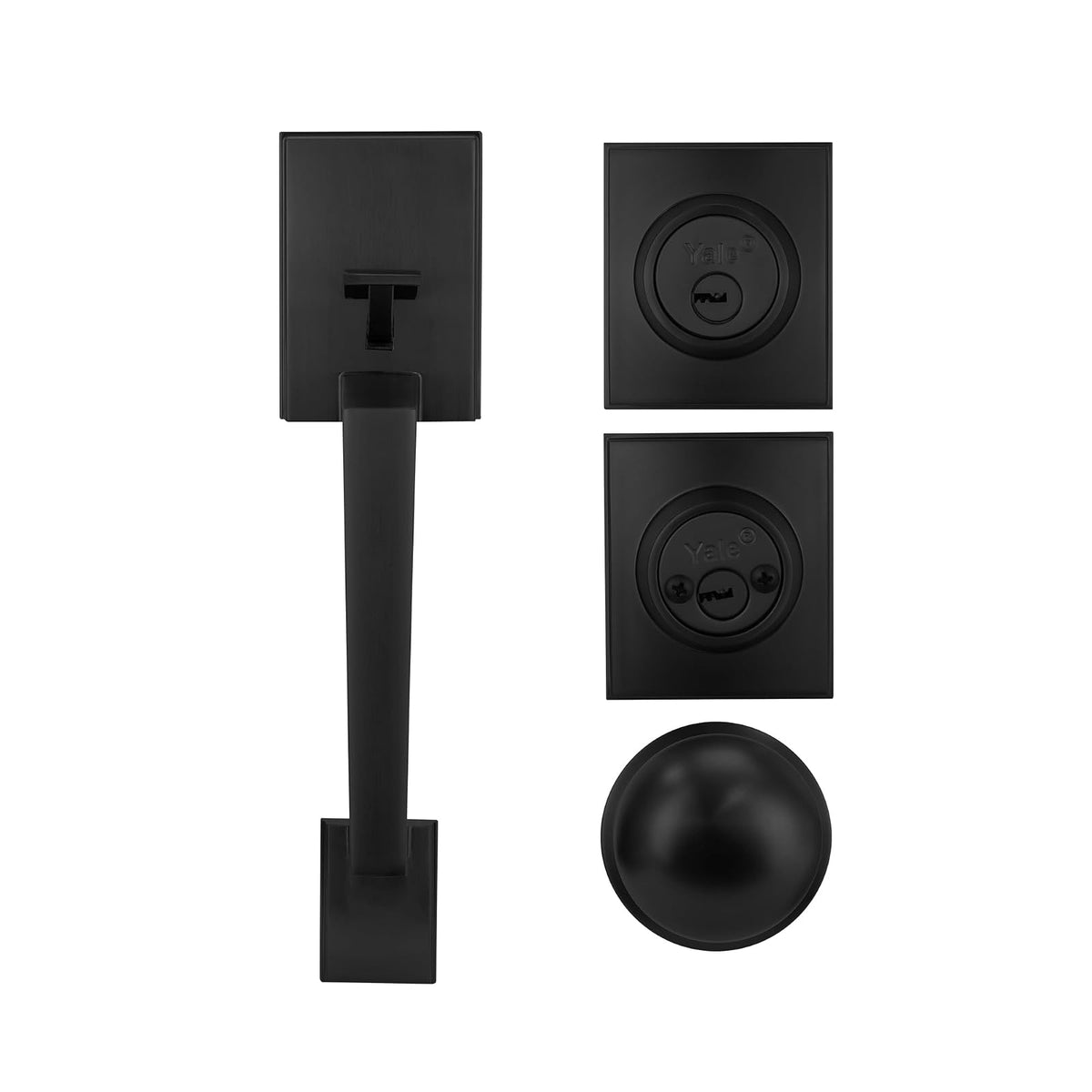 Yale Cerradura Gatillo San Cristóbal Mitla Negro | Llave-Llave | Cerrojo Antisegueta 1" | Cilindro Latón 5 Pernos | 200 Mil Aperturas | Puertas 35-45mm