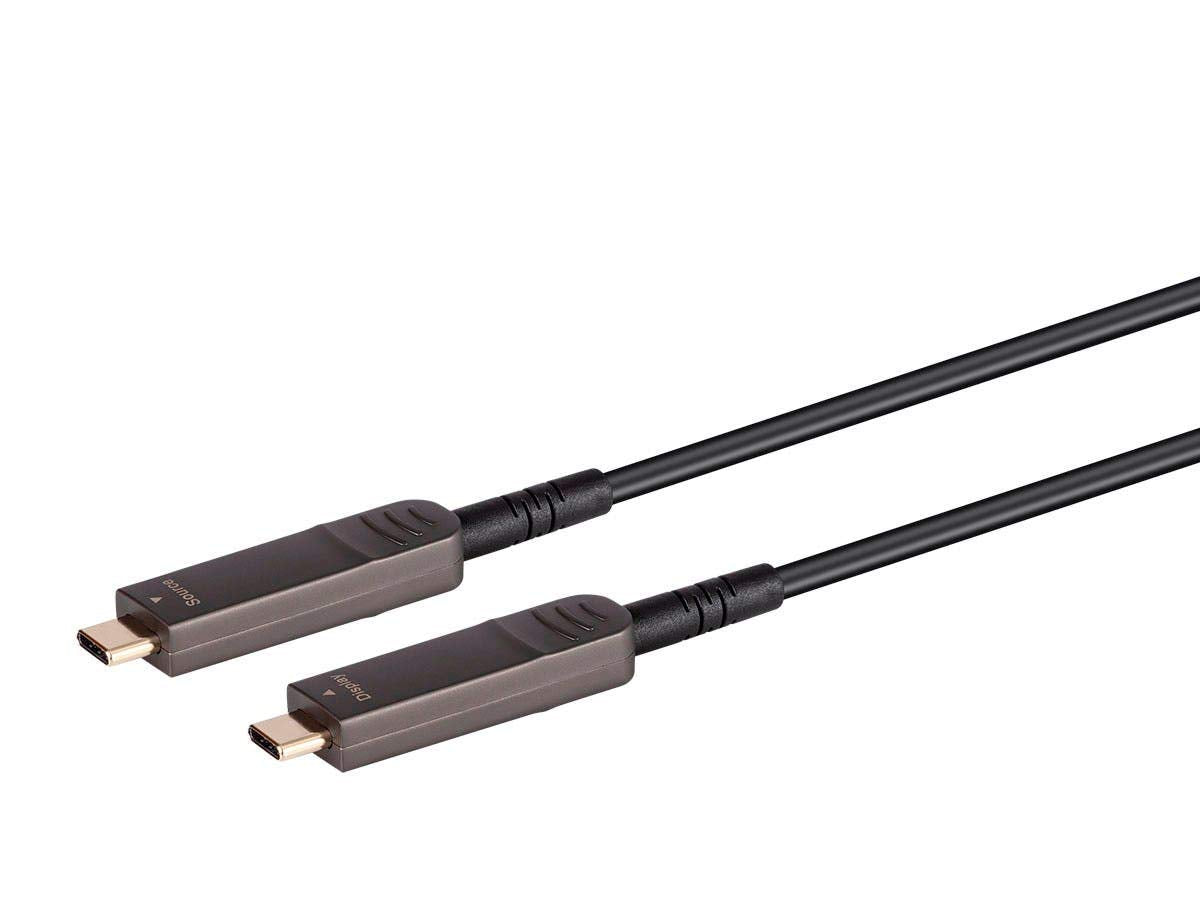 Monoprice USB 3.1 Type-C to Type-C Video Cable - 100 Feet - Black | 4K@60Hz, Fiber Optic, AOC, Transmits Up To 100 Feet, Gold Plated Connectors - SlimRun AV Series