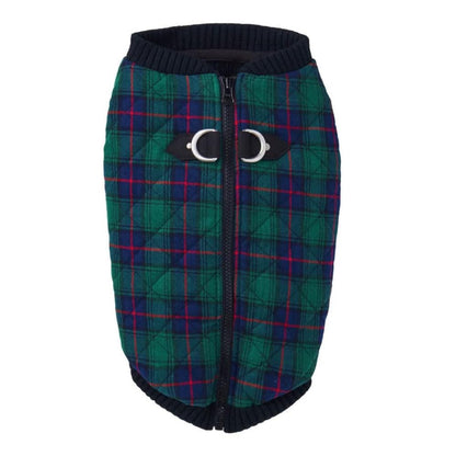 Gooby Chaleco Bomber para Perro Resistente al Agua - Large chest (~17.25") - Verde (Green Check)