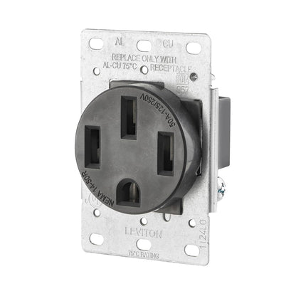 Leviton 00279-S00 Receptáculo Entrada Recta, Grado Industrial, 50A, 125/250V, 3P, 4H, Nema 14-50R