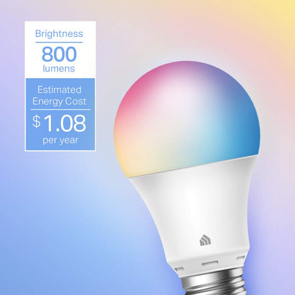 Kasa Smart Light Bulbs, Full Color Changing Dimmable Smart WiFi Bulbs Works 2-Pack (KL125P2), multicolor + KL110 - Bombilla LED Smart Wi-Fi Alexa funciona con Alexa y Google Home,800 lm, blanco suave