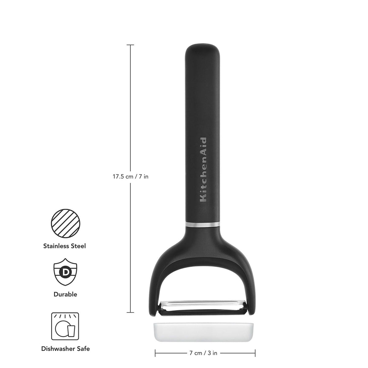 KitchenAid Pelador en Y, Hoja Recta de Acero Inoxidable, Mango Ergonómico Negro